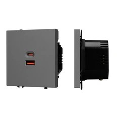 Изображение Встраиваемая розетка USB тип A+C, 65W, Arlight NOBE, серый базальт soft-touch 054319(1)
